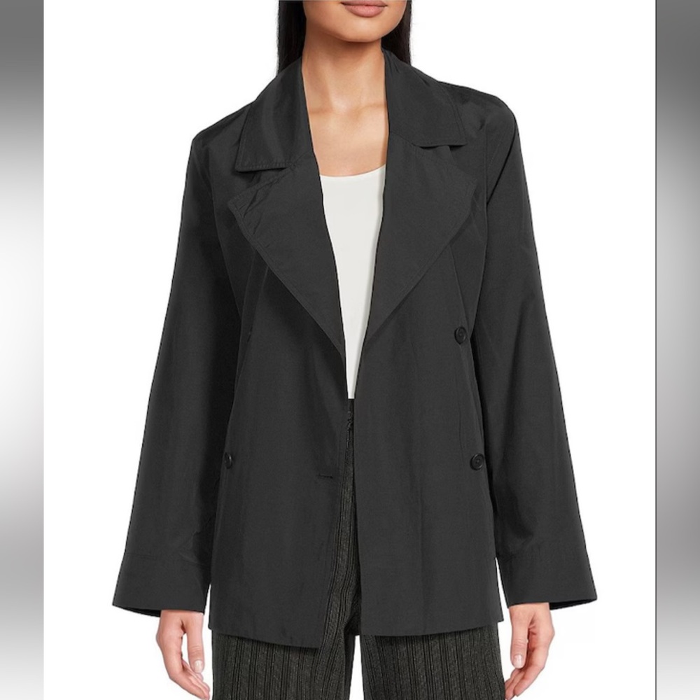 Eileen Fisher Black Oversized Double-Breasted Jacket